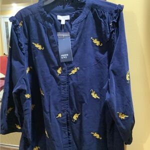 Crown Navy Top with Gold Accents